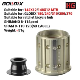 GOLDIX Bicycle Hub Adapter with QR/THRU End Cap HG/XD/MS Bicycle Hub Body for MTB/Road Bike Freehub