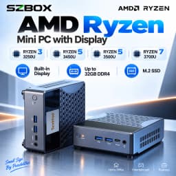 SZBOX AMD Ryzen 7 3700U 5 3500U 5 3450U 3 3250U Mini PC with Display DDR4 M.2 SSD Dual HDMI USB Type-C LAN Office Home Computer