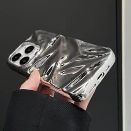 Luxury Electroplate Silvery 3D Wrinkle Phone Case For iphone 17 16 15 14 13 11 12 Pro Max 17Air Purple Water Ripple Soft Cover