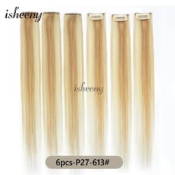 Isheeny 6PCS Mini Clip in Human Hair Pad 1Clip On Machine Weft Hair Extensions 12'-16' 30g/Pack Natural Straight Clip Hair Piece