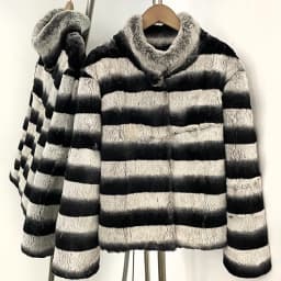 OFTBUY Stand Collar Natural Rabbit Fur Winter Jacket Female New Short Clothes Women Black White Striped Real Rabbit Fur Coat
