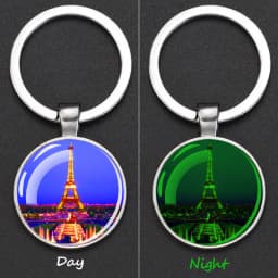 Luminous Eiffel Tower Keychains Two-Side Glass Pendant Key Chain France Paris Eiffel Tower Glow in The Dark Keyring Travel Gifts