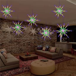 Christmas Garland LED Fairy String Lights Remote 8 Modes Hanging Exploding Star Firework Lights for Garden Party Wedding Decor