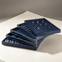 Oirlv Premium Blue Leather Stackable Jewelry Tray Multifunction Jewelry Drawer Organizer Trays Rings Earrings Storage Props