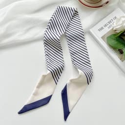 New Slim And Long 80x6CM Small Scarf For Women Versatile Black Striped Hair Tie Bag Decoration Scarves Party Gift