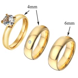 3pcs Wedding Engagement Rings Bridal Sets For Men and Women Anniversary Love Alliance Couple Bands 18k Gold Plated Jewelry