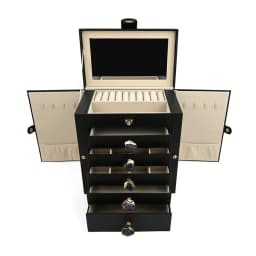 New Large Capacity 6 Layers Jewelry Box with Mirror Leather Earrings Rings Necklaces Jewelry Storage Box Organzers 5 Drawer Gift
