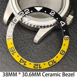 Sloping 38mm * 30.6mm Ceramic/Aluminum Bezel GMT and Diving Watch Insert Fits for 40mm Men's Watch Case Bezel Replacement Insert