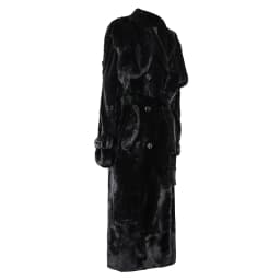 Nerazzurri Winter Long Black Thick Warm Fluffy Faux Fur Coat Women with Detachable Fake Fur Vest Double Breasted Overcoat 2024