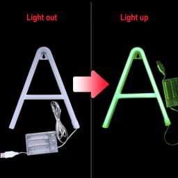 DIY Alphabet Letter Neon Light Sign & @ Number LED Night Light 22cm Height Decor Birthday Wedding Party Wall USB & Battery Case