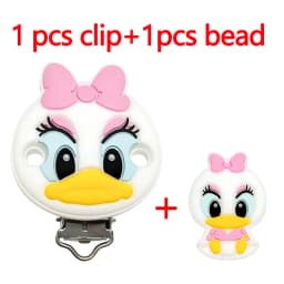 2pcs/set Silicone Cartoon Animal Pacifier Clip Molar Bead DIY Pacifier Chain Jewelry Accessories