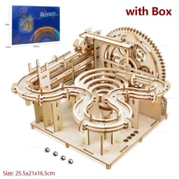 3D Wooden Puzzle DIY Mechanical Manual Model Building Kits Assemble Toys Marble Run Set with 4 Ball for Adult Kids Gifts