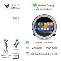8+256G 7" Auto Android 14 Car Radio GPS Player Carplay Navi Bluetooth 4G LTE Wifi For BMW Mini Cooper R56 R57 R58 R60 2007-2013