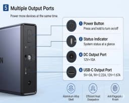 UGREEN US3000 NAS Mini UPS 120W 12000mAh Battery Backup for NAS Server DH2600 DX4600 DX2300 DXP2800 DXP4800 DXP480T Plus Power Failure Protection Auto Shutdown