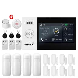 2.4G WIFI Smart GSM Alarm System Work with TUYA Smart Life Security Protection For Home with PIR Wireless Solar Siren Alexa