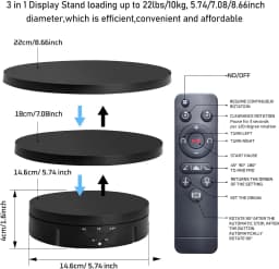 Photography Turntable Electric Rotating Display Stand 360 Degree with Remote Control Motorized Turntable for Photos or Videos