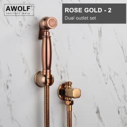 Awolf Titanium Gold Handheld Toilet Bidet Sprayer Solid Brass High Pressure Hygienic Shower Head Shattaf Set Bidet Faucet AP2107