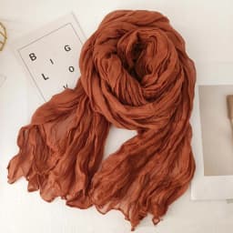 Solid Color Pleated Long Scarves Retro Autumn Winter Cotton Hemp Scarf Warm Neck Wrinkled Twisted Vintage Soft Wrap Shawl