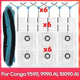 Fit For ( Conga 9590 / 9990 / 10090 AI Spin Revolution Ultra Power Home ) Main Side Brush Filter Mop Dust Bag Part Accessory
