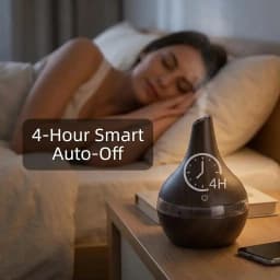 HONSUN USB Mini Portable Humidifier with LED Light, 300ml Indoor Room Humidifier, Wood Grain Ultrasonic Aroma Diffuser, DC5V USB Powered, 4H Auto Shut Off, 7 Color Changing Night Light, Quiet Mist Humidifier for Bedroom Office Home