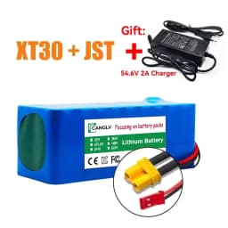 High-Capacity 13S2P 48V 7000mAh 18650 Lithium Battery Pack for Electric Vehicle Motorcycle DIY Kit with 15A BMS 54.6V 2A Charger