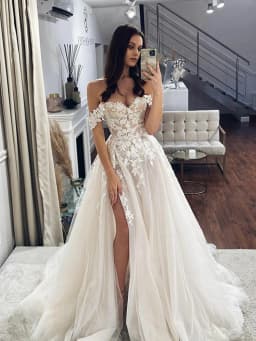 LORIE Lace Wedding Dresses 2022 Off The Shoulder Sweetheart Neck Bridal Gowns Side Split Appliques CountryWeddingGown Customized