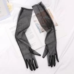 Long Sheer Tulle Gloves Ultra Thin Stretchy Full Finger Mittens Mesh Elbow Wedding Bride Gloves Sheer Sunscreen Vintage Glove