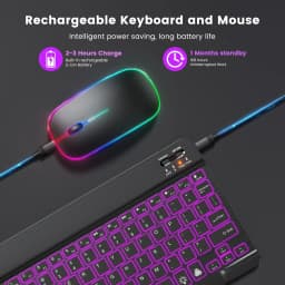 KEBIDUMEI Bluetooth Mini Keyboard 10 inch Backlit Ultrathin Keyboard Rechargeable Mute Click Office Keypad Computer Accessories