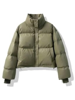 Women's Short PU Leather down Jacket Thickened Bread Style Zipper Closure Korean Style Straight Cut Cotton Inner Winter Coat