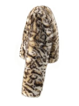 [EAM] Pattern Short Elegant Faux Fur Jacket New Round Neck Long Sleeve Women Coat Fashion Tide Autumn Winter 2026 CPG6814