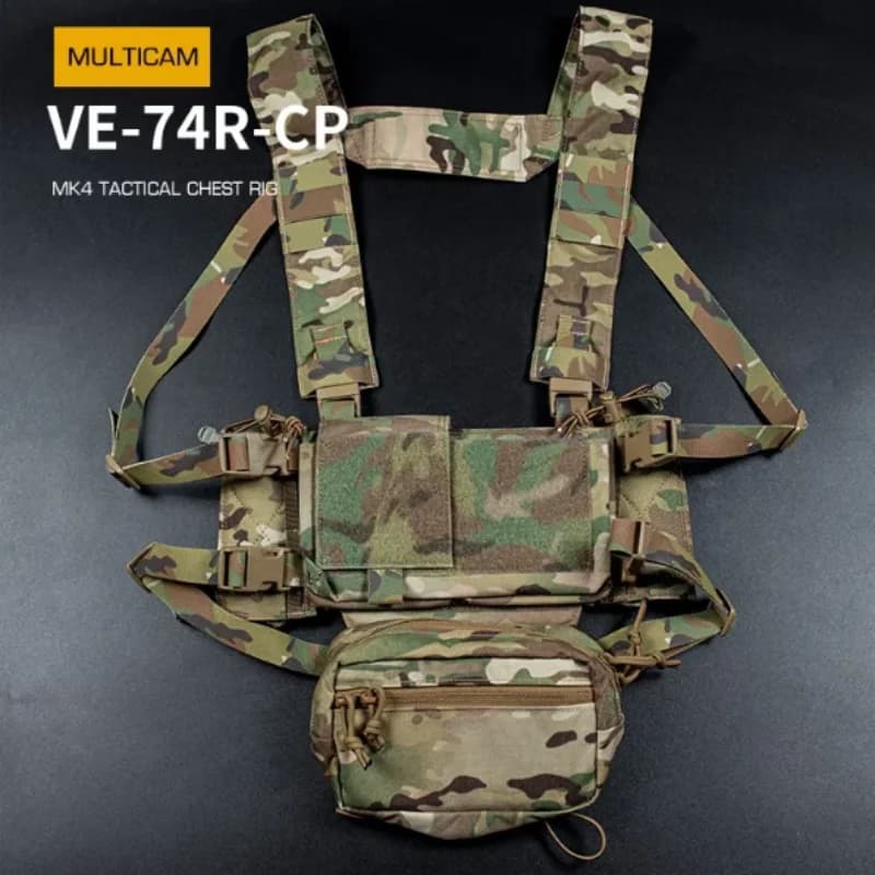 MK4 Chest Rig with 5.56/7.62 Magazine Pouch Holder, Pistol/Wing Pouch, Molle Dangler Pouch
