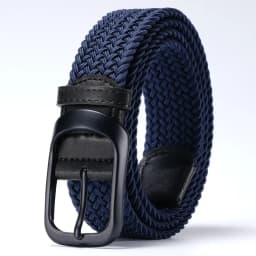 3.4cm Width Man Nylon Belt Elastic Belt Man Stretch Casual Sport Metal Pin Buckle Golf Belt Black Coffee Blue 105 115 125cm