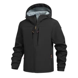 Men's Hooded Softshell Jacket Waterproof Lightweight Insulated Windbreaker Fleece Lined Rain Shell Jacket for Hiking Camping