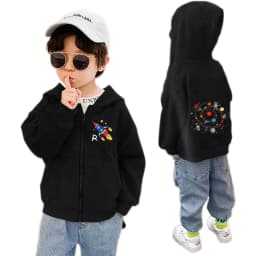 Dabbing Astronaut Jacket Boys Cotton Zipper Hooded Thin Coat Sports Spring Autumn Casual Cardigan Outerwear