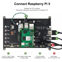 Raspberry Pi 5 7/8 Inch Screen, IPS TFT LCD HDMI Display Touch Screen Monitor 1024*600 1920*1200 HDMI Speaker for DIY Student