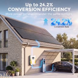 RVPOZWER Rigid Solar Panels 18BB N-Type Mono Cells 24.2% High Efficiency PV Power for Home RV Charge Farm Outdoor Off-Grid Travel Camping High Output 200W/400W/800W