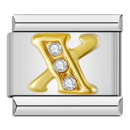Hapiship Shiny CZ 26 Letters A-Z Italian Charms Gold Plated 9mm Stainless Steel Modular Bracelet DIY Jewelry DJ2479