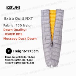 IceFlame Extra Quilt 900FP Ultralight Footless Down Quilt Mummy Sleeping Bag with Pad Attachment System for Backpacking Camping