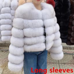 QUEENTINA Fox Fur Coat Long Sleeves Real Winter Women'S Brown 2025 Leather And Skin Clothing Natural New In Coats & Jackets