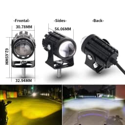 Universal Motorcycle LED Headlight Projector Lens Dual Color ATV Scooter Driving Lamp Fog Light Auxiliary Spotlight Lamp