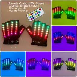 USB Rechargeable LED Glowing Gloves Finger Lighting Flashing Gloves Glasses Stage Performance Costume Dance Concert Decor