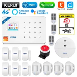 KERUI Security Alarm System Kit W184 4G WIFI GSM Alarm Wireless Home Tuya Smart APP Control Motion Sensor Burglar Support Alexa