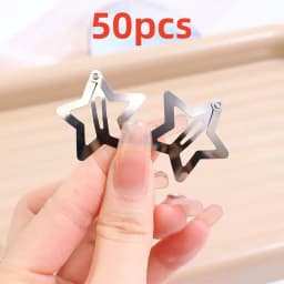 Silver Star Hair Clips Set for Girls - Metal Snap Barrettes with Shiny Jewel Hair Grips Fashionable Hair Accessories