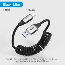 Hagibis Coiled USB 3.2 Gen2 to USB C Cable USB A to Type C Data Cord 10Gbps for Carplay Motorcycle iPhone 17/16/15 Pro Max Car