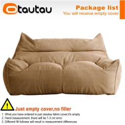 OTAUTAU Soft Waffle 1-2 Seat Bean Bag Couch Cover Set Without Filler Beanbag Armchair Lazy Sofa Bed Lounger Ottoman Stool SF182