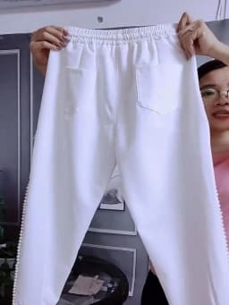 2023 Spring Summer New Beaded Ice Silk Quick-Drying Pants Women's Hollow Out Pants Leisure Ankle-Length Sports Pants