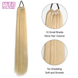 WTB Synthetic Braided Wig 24 Inch Corn Perm Curly Hair Ponytail Braided Wig Daily Wear Curly Ponytail