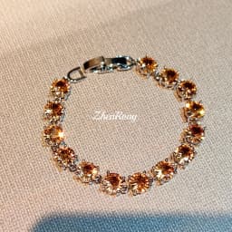 Pera Silver Round-Shaped Purple Cubic Zirconia Gemstone Pendant Chain Bracelet for Women Luxurious Wedding Jewelry
