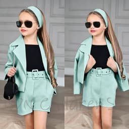 Customized Girl Outfit Solid Yellow Notch Lapel Girl Suits High Quality Party Birthday Children Clothing(Jacket+Short Pants)
