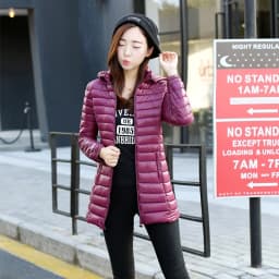 Fall Winter Lightweight down Jacket Long Slimming Large Size Fashionable Cotton Coat Warm Outerwear Commute Korean Style
